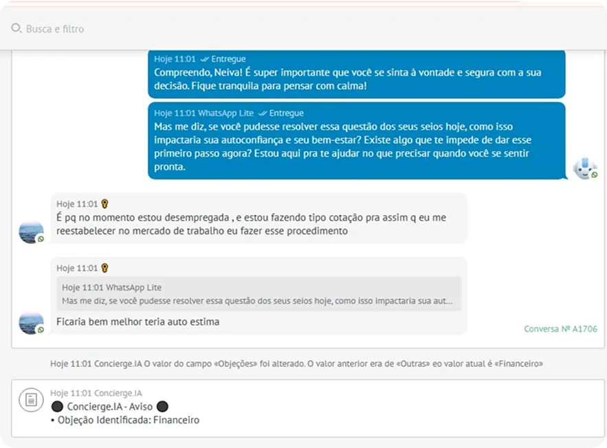Print de conversa no WhatsApp com cirurgião relatando aumento de cirurgias